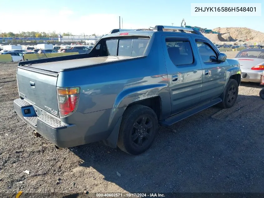 2006 Honda Ridgeline Rtl VIN: 2HJYK16586H548401 Lot: 40602571