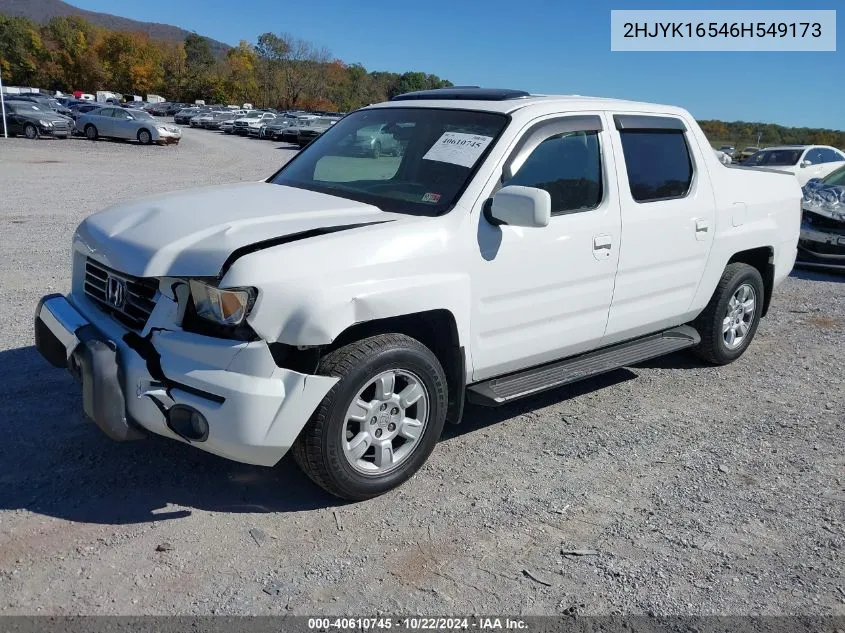 2006 Honda Ridgeline Rtl VIN: 2HJYK16546H549173 Lot: 40610745