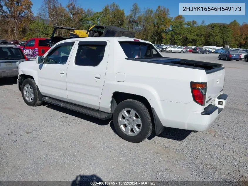 2006 Honda Ridgeline Rtl VIN: 2HJYK16546H549173 Lot: 40610745