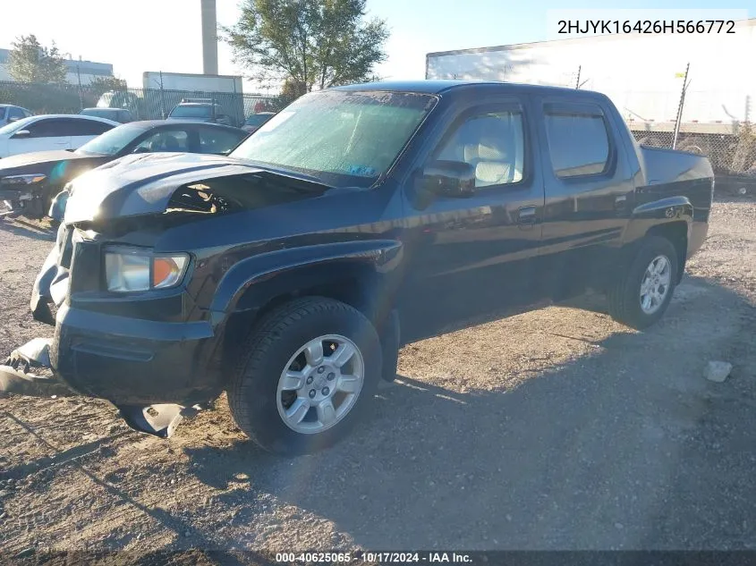 2006 Honda Ridgeline Rts VIN: 2HJYK16426H566772 Lot: 40625065