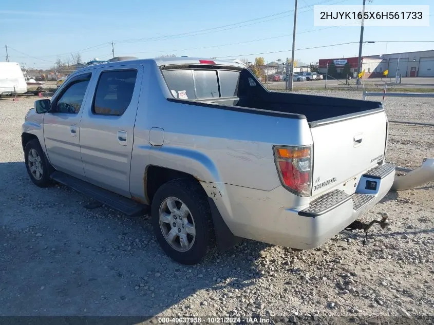 2006 Honda Ridgeline Rtl VIN: 2HJYK165X6H561733 Lot: 40637958