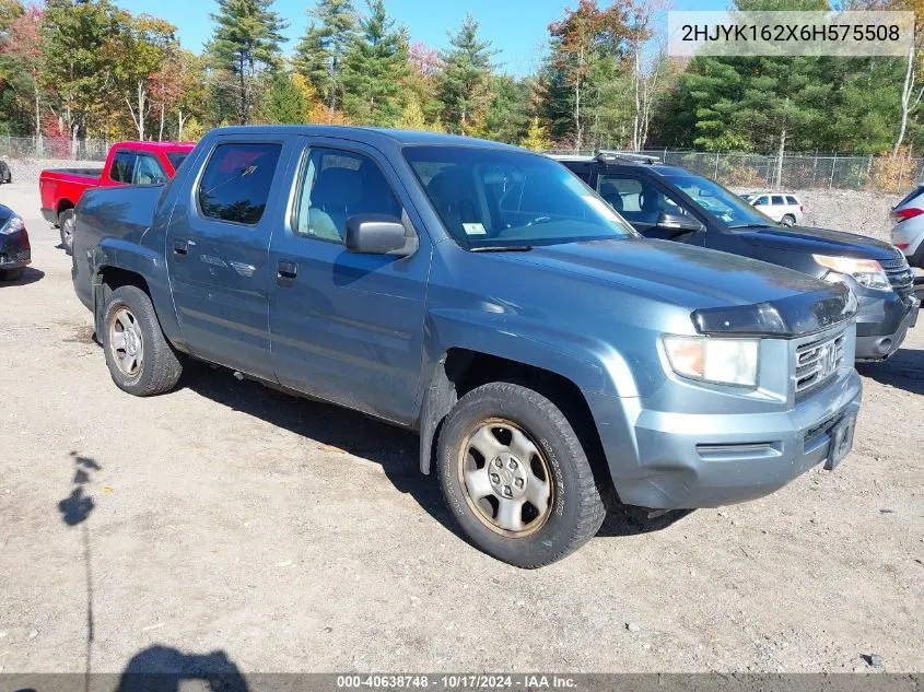 2006 Honda Ridgeline Rt VIN: 2HJYK162X6H575508 Lot: 40638748