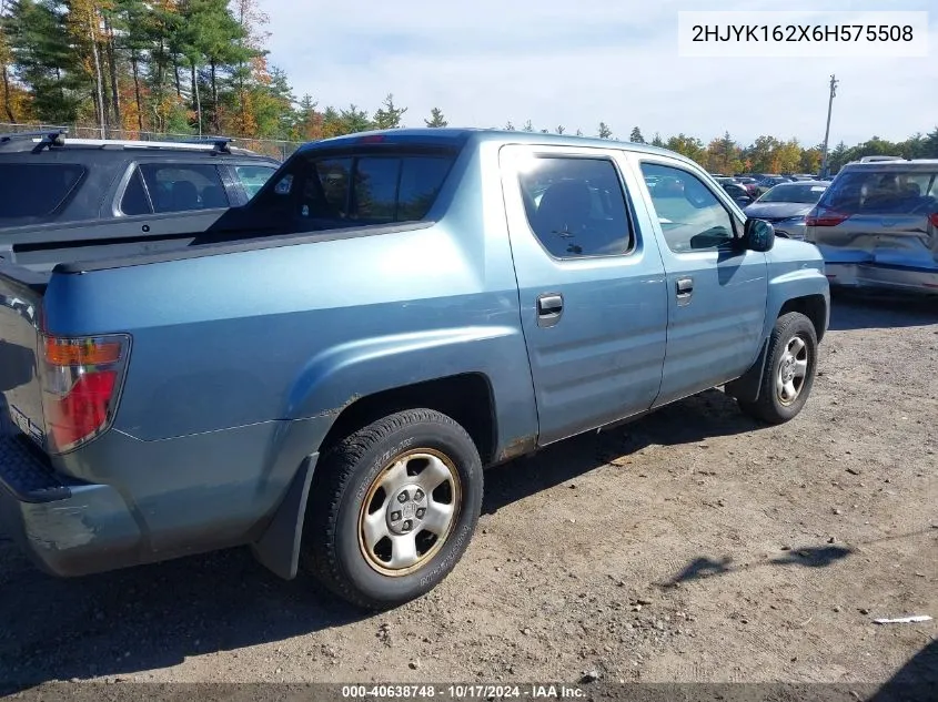 2006 Honda Ridgeline Rt VIN: 2HJYK162X6H575508 Lot: 40638748