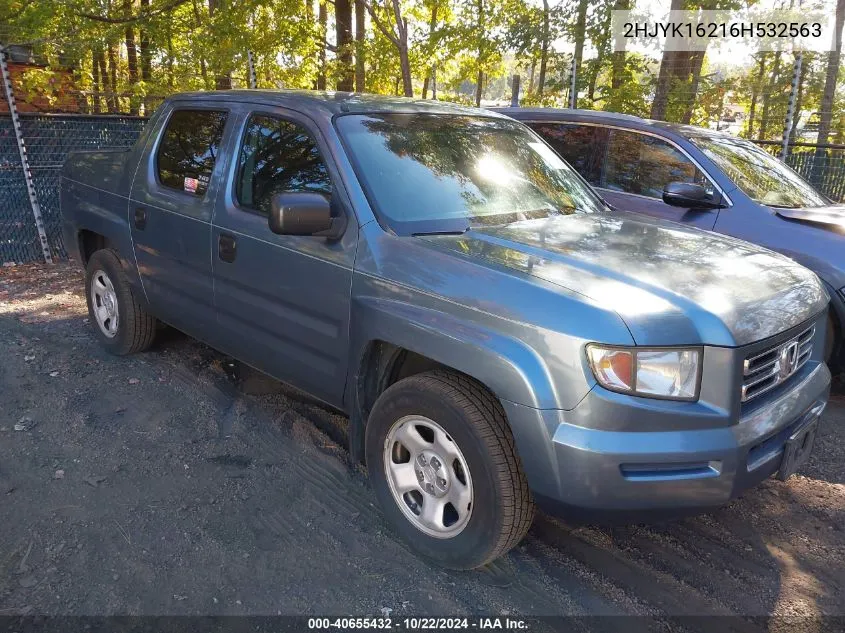 2006 Honda Ridgeline Rt VIN: 2HJYK16216H532563 Lot: 40655432