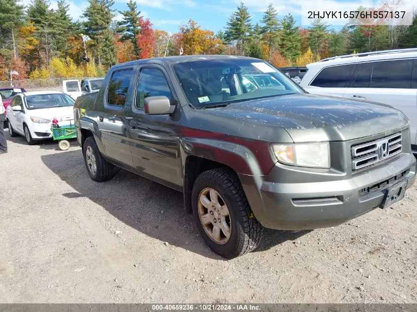 2006 Honda Ridgeline Rtl VIN: 2HJYK16576H557137 Lot: 40659236