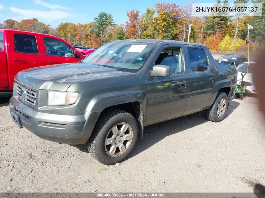 2006 Honda Ridgeline Rtl VIN: 2HJYK16576H557137 Lot: 40659236