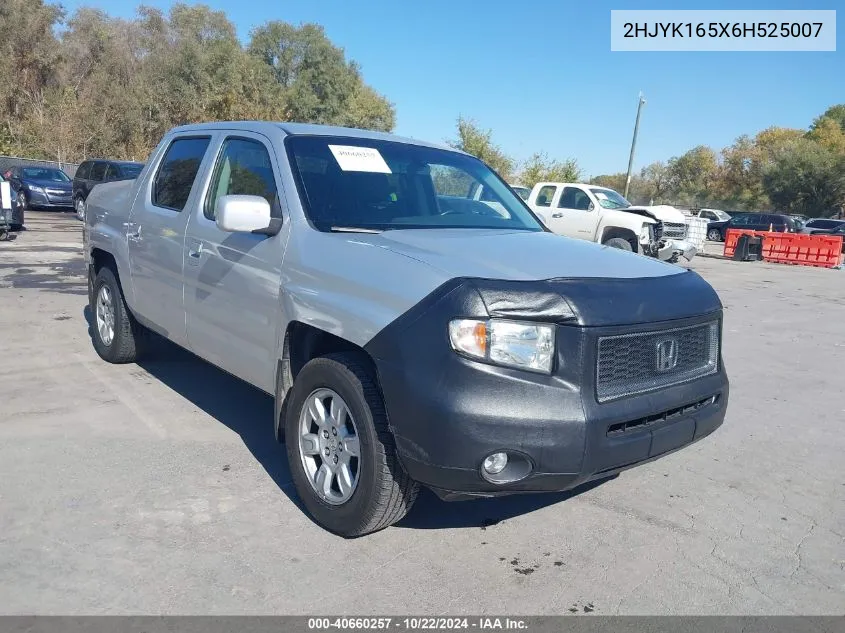 2006 Honda Ridgeline Rtl VIN: 2HJYK165X6H525007 Lot: 40660257