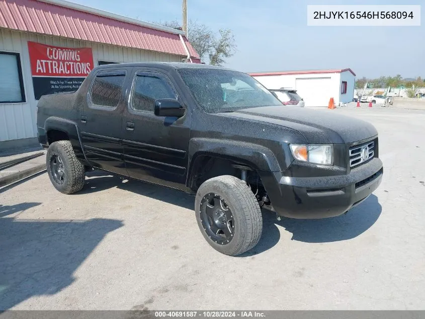 2006 Honda Ridgeline Rtl VIN: 2HJYK16546H568094 Lot: 40691587