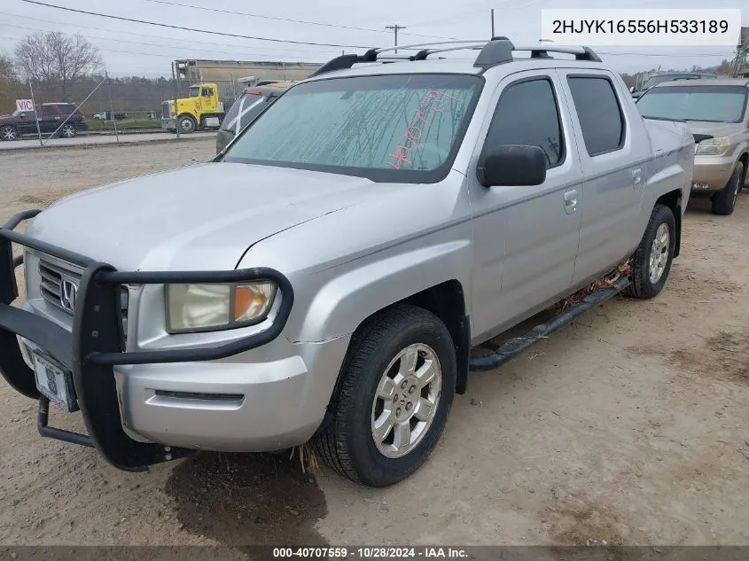 2006 Honda Ridgeline Rtl VIN: 2HJYK16556H533189 Lot: 40707559