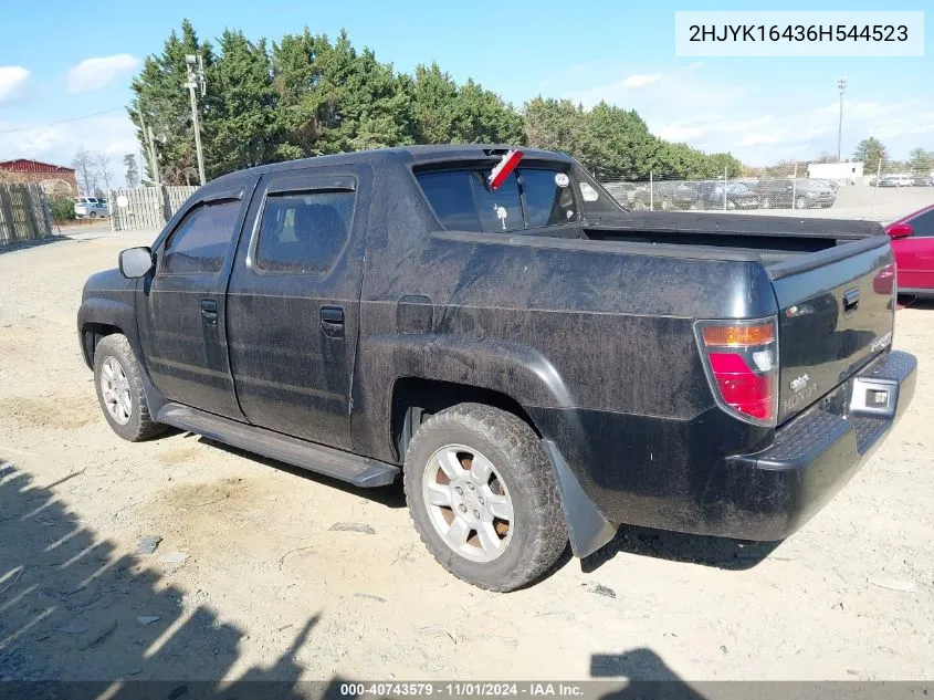 2006 Honda Ridgeline Rts VIN: 2HJYK16436H544523 Lot: 40743579