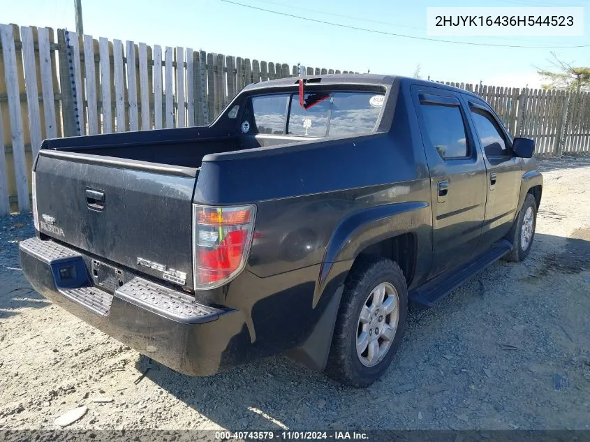 2006 Honda Ridgeline Rts VIN: 2HJYK16436H544523 Lot: 40743579