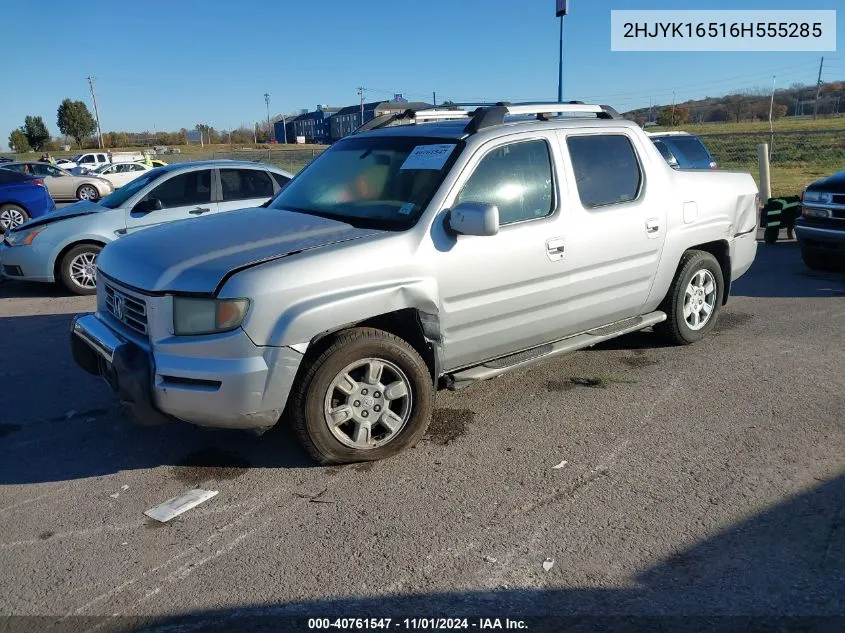 2006 Honda Ridgeline Rtl VIN: 2HJYK16516H555285 Lot: 40761547