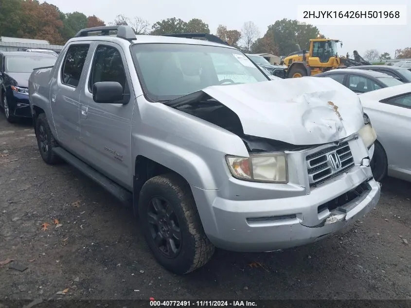 2006 Honda Ridgeline Rts VIN: 2HJYK16426H501968 Lot: 40772491