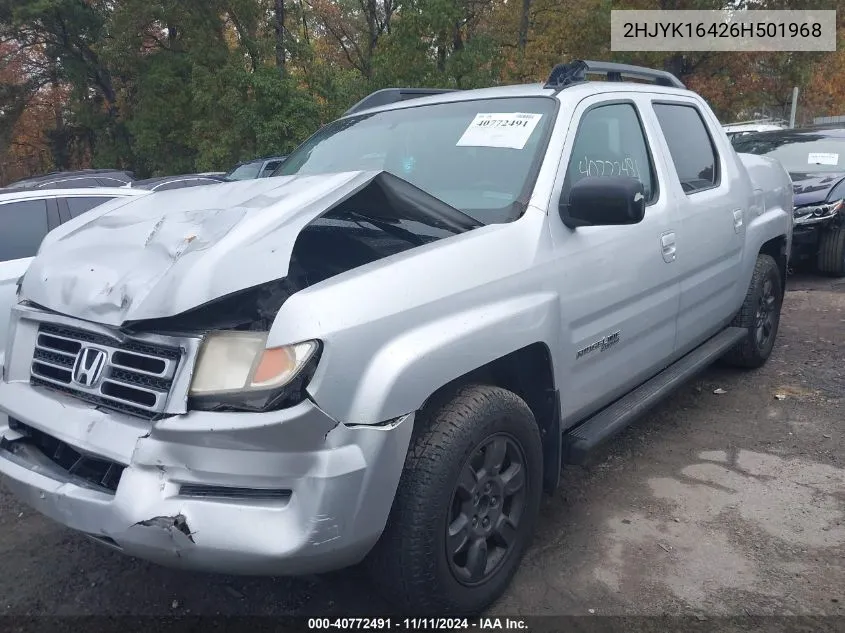 2006 Honda Ridgeline Rts VIN: 2HJYK16426H501968 Lot: 40772491