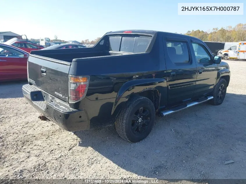 2007 Honda Ridgeline VIN: 2HJYK165X7H000787 Lot: 12131459