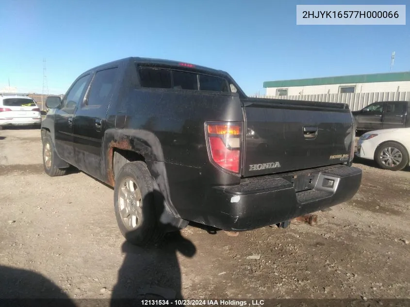 2007 Honda Ridgeline VIN: 2HJYK16577H000066 Lot: 12131534