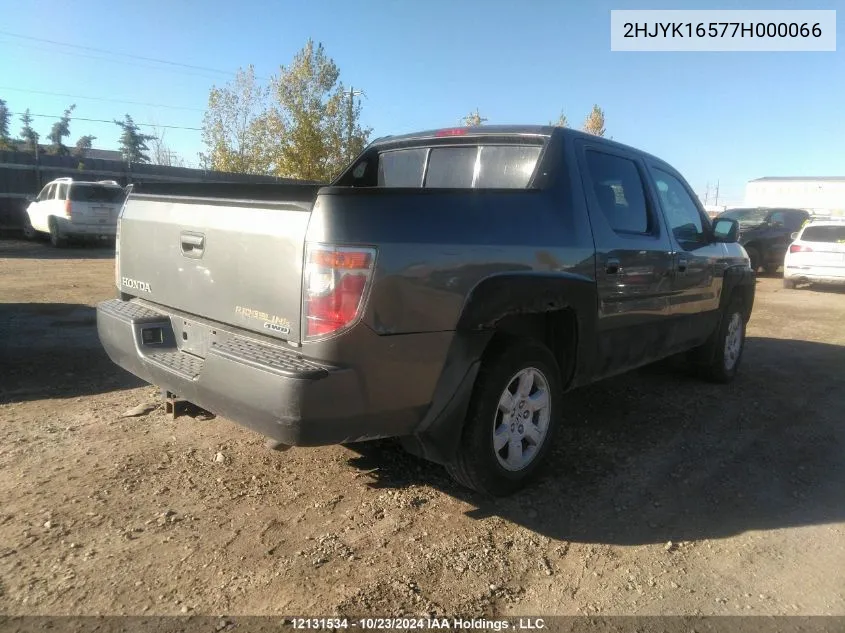 2007 Honda Ridgeline VIN: 2HJYK16577H000066 Lot: 12131534