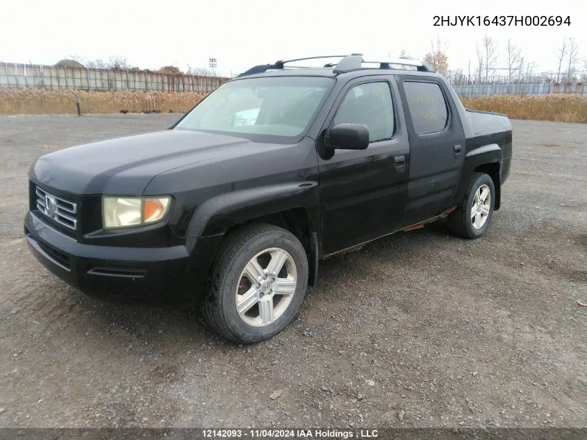 2007 Honda Ridgeline VIN: 2HJYK16437H002694 Lot: 12142093