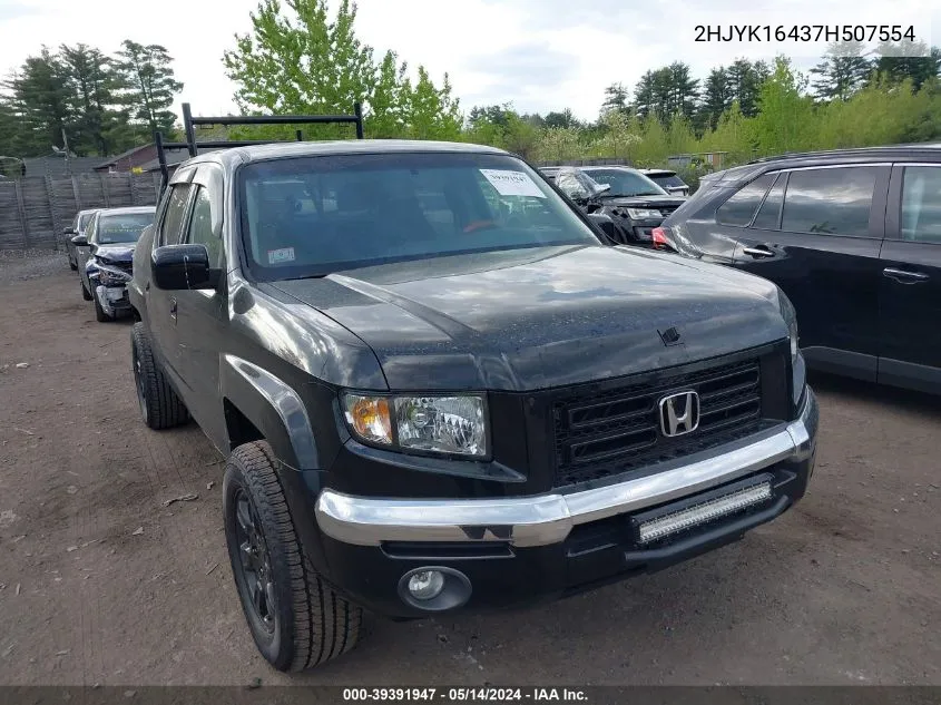 2007 Honda Ridgeline Rts VIN: 2HJYK16437H507554 Lot: 39391947