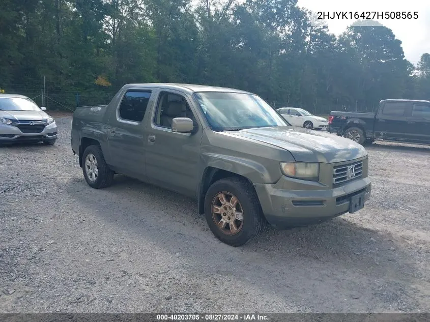 2007 Honda Ridgeline Rts VIN: 2HJYK16427H508565 Lot: 40203705