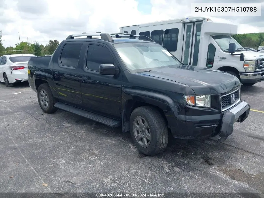 2007 Honda Ridgeline Rtx VIN: 2HJYK16307H510788 Lot: 40205664