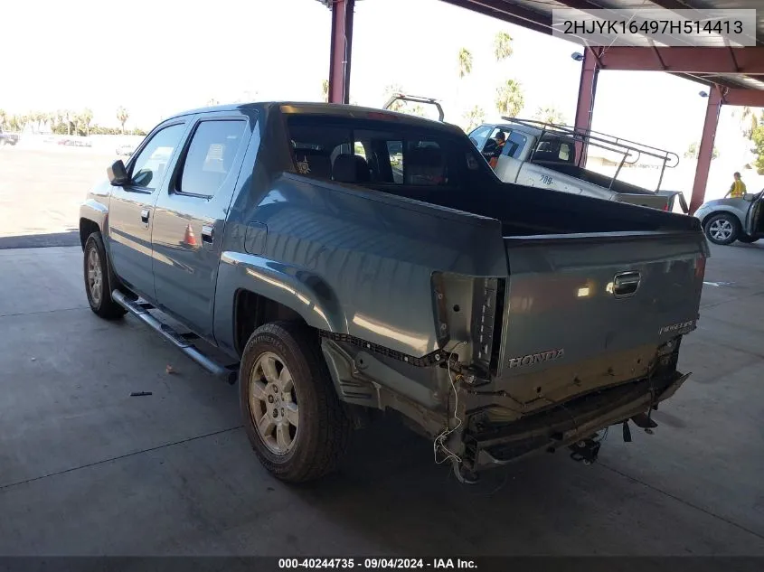 2007 Honda Ridgeline Rts VIN: 2HJYK16497H514413 Lot: 40244735