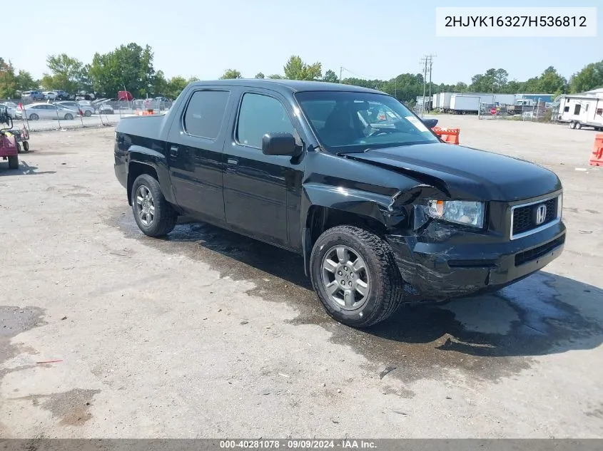 2007 Honda Ridgeline Rtx VIN: 2HJYK16327H536812 Lot: 40281078