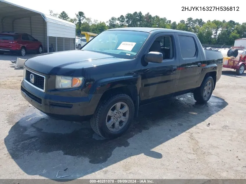 2007 Honda Ridgeline Rtx VIN: 2HJYK16327H536812 Lot: 40281078