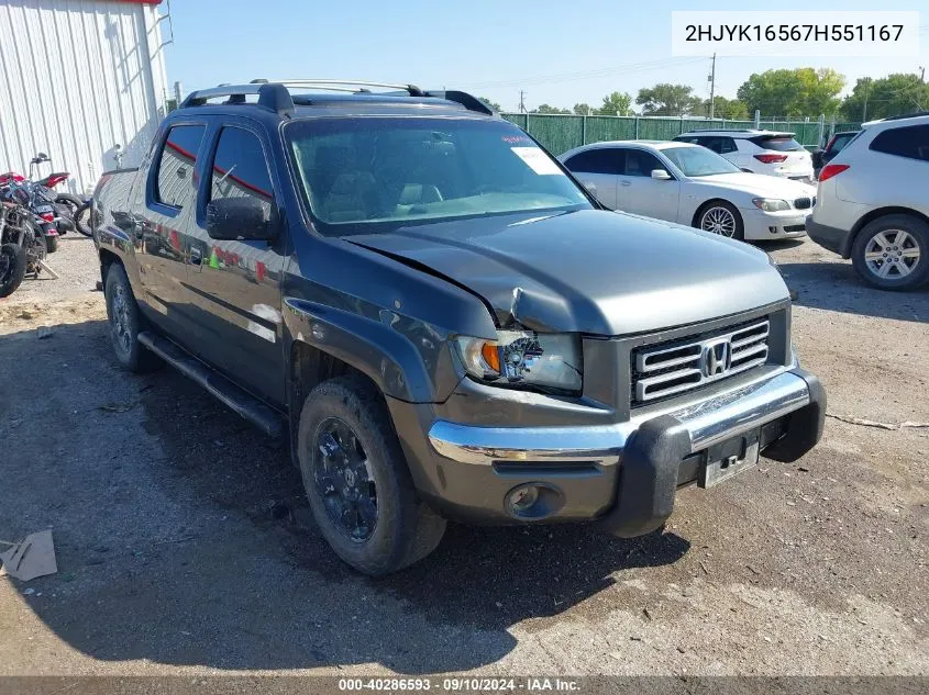 2HJYK16567H551167 2007 Honda Ridgeline Rtl