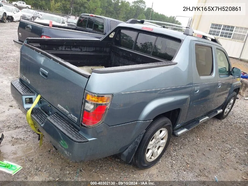 2007 Honda Ridgeline Rtl VIN: 2HJYK165X7H520861 Lot: 40302130