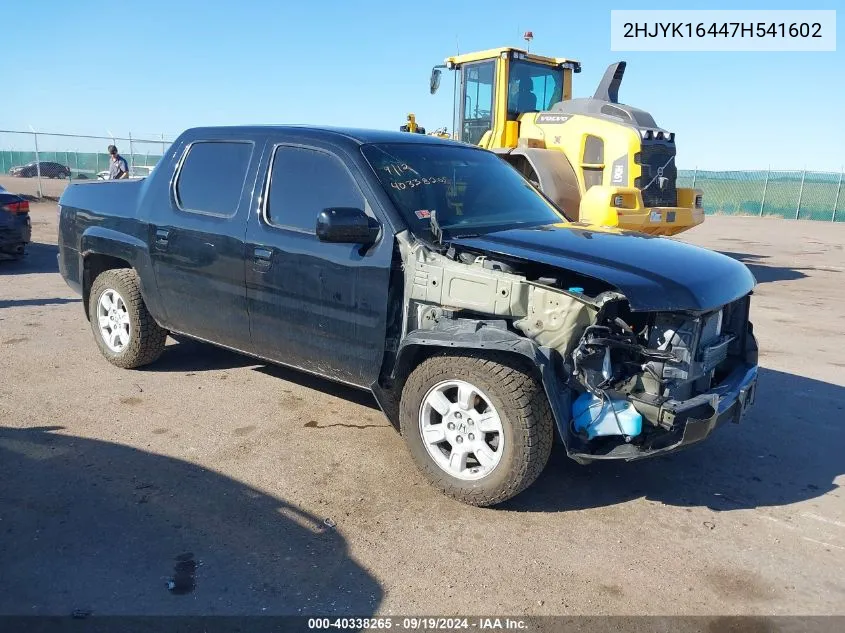 2007 Honda Ridgeline Rts VIN: 2HJYK16447H541602 Lot: 40338265