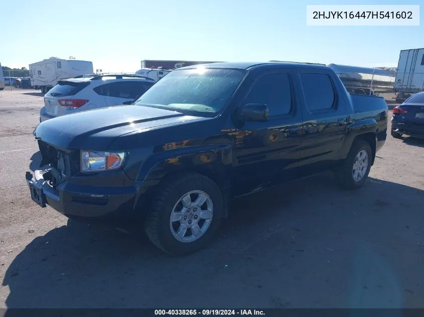 2007 Honda Ridgeline Rts VIN: 2HJYK16447H541602 Lot: 40338265