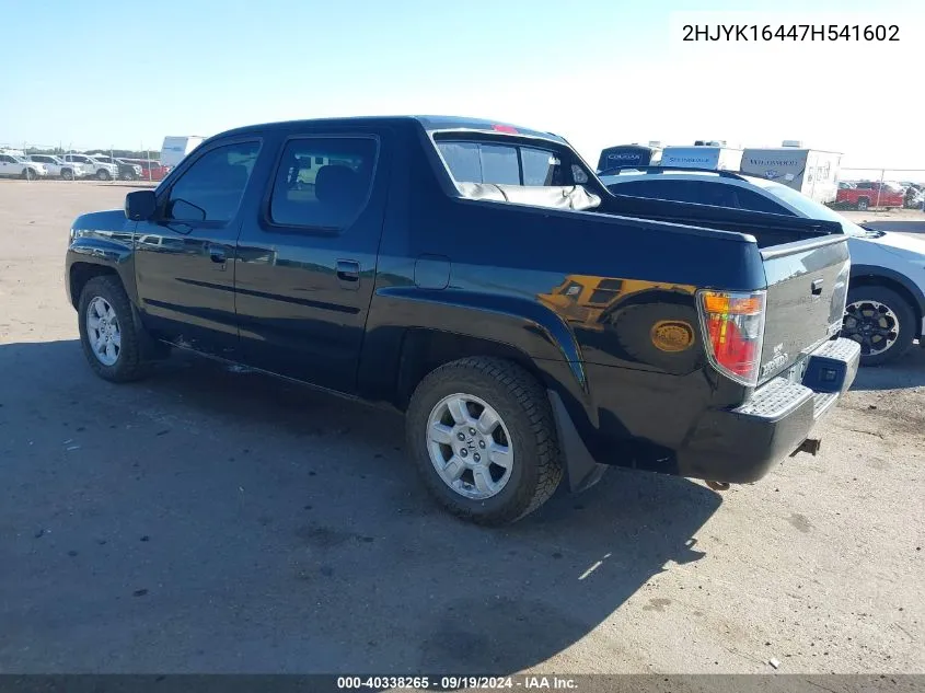 2007 Honda Ridgeline Rts VIN: 2HJYK16447H541602 Lot: 40338265