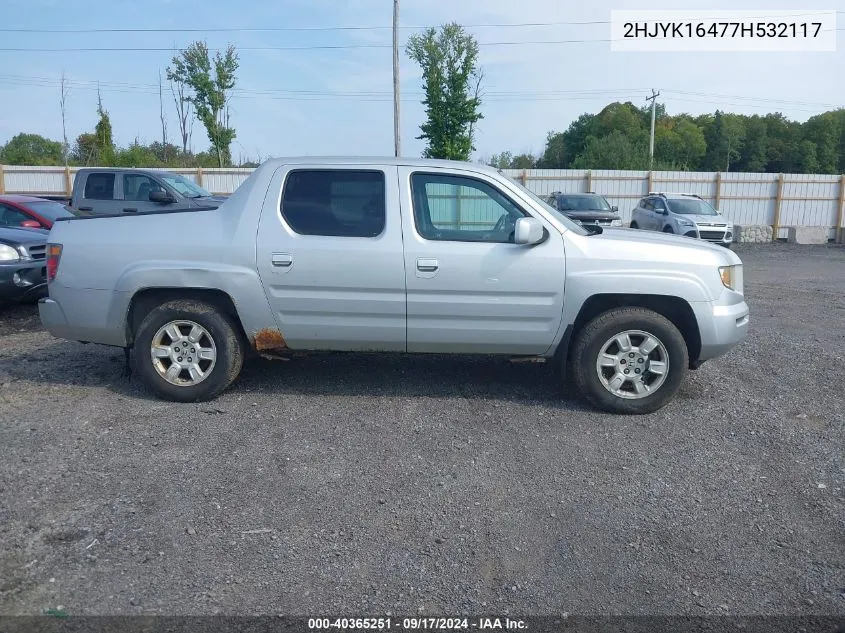 2007 Honda Ridgeline Rts VIN: 2HJYK16477H532117 Lot: 40365251