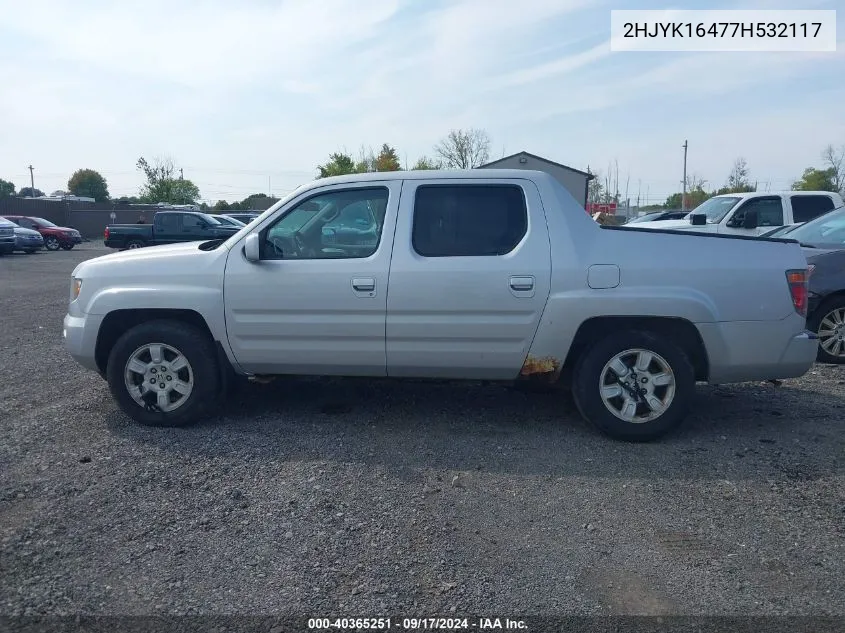 2007 Honda Ridgeline Rts VIN: 2HJYK16477H532117 Lot: 40365251