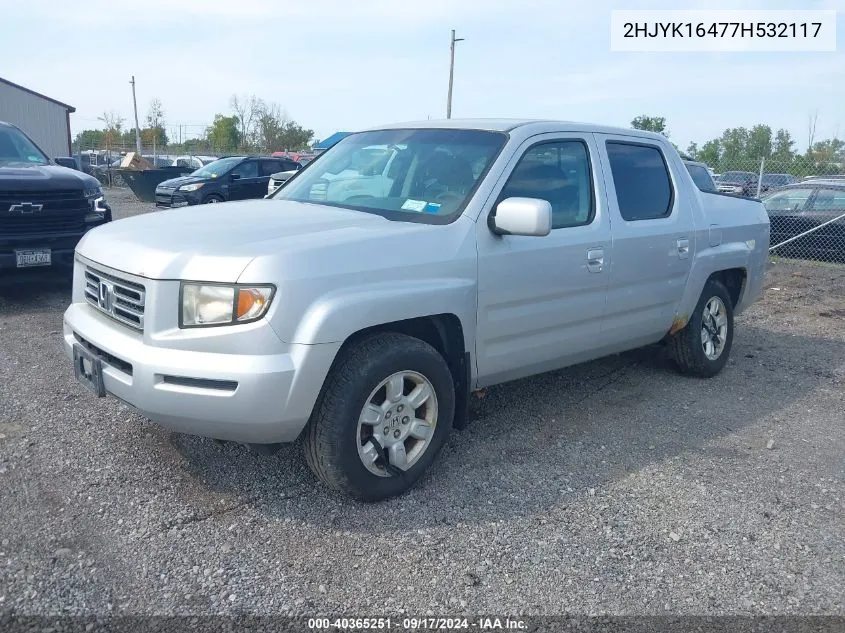 2007 Honda Ridgeline Rts VIN: 2HJYK16477H532117 Lot: 40365251