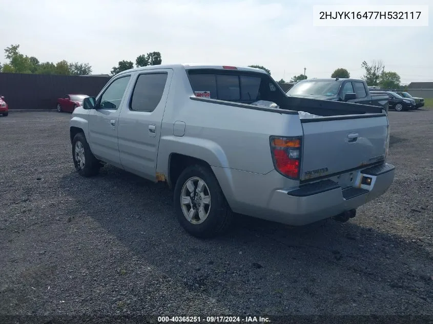 2007 Honda Ridgeline Rts VIN: 2HJYK16477H532117 Lot: 40365251