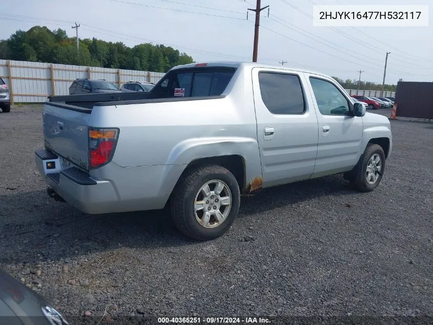 2007 Honda Ridgeline Rts VIN: 2HJYK16477H532117 Lot: 40365251