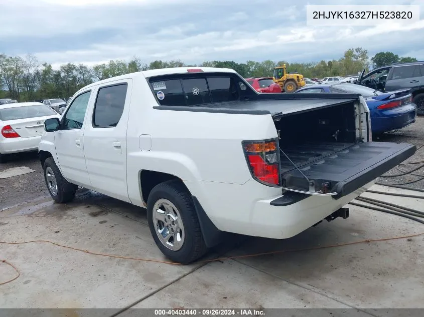 2007 Honda Ridgeline Rtx VIN: 2HJYK16327H523820 Lot: 40403440