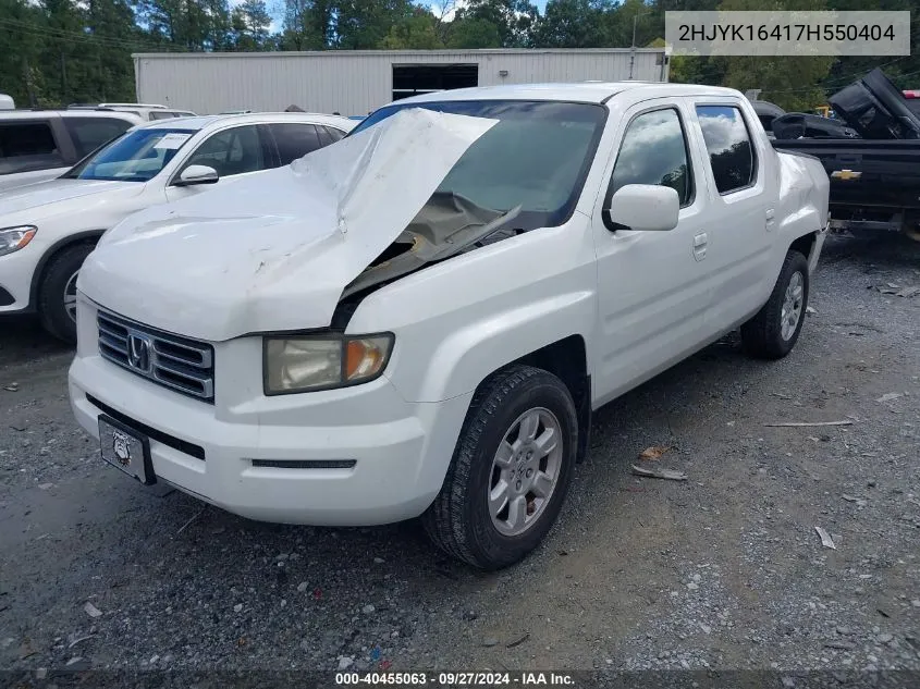 2007 Honda Ridgeline Rts VIN: 2HJYK16417H550404 Lot: 40455063