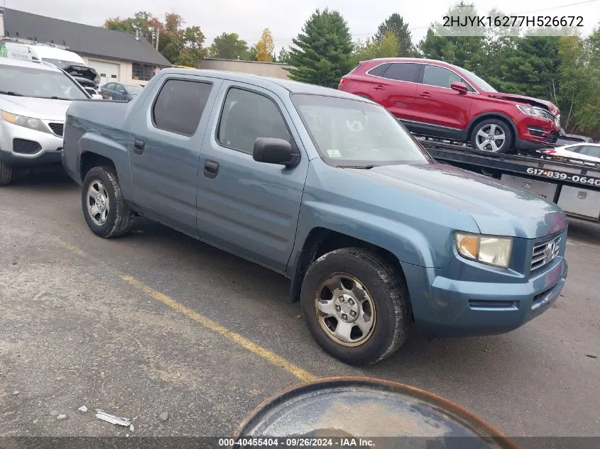 2007 Honda Ridgeline Rt VIN: 2HJYK16277H526672 Lot: 40455404