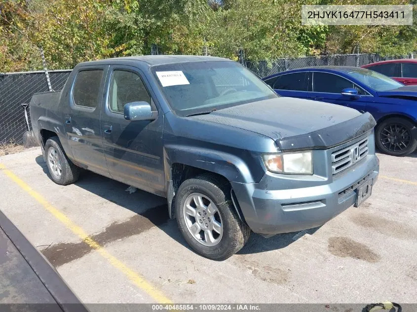 2007 Honda Ridgeline Rts VIN: 2HJYK16477H543411 Lot: 40485854