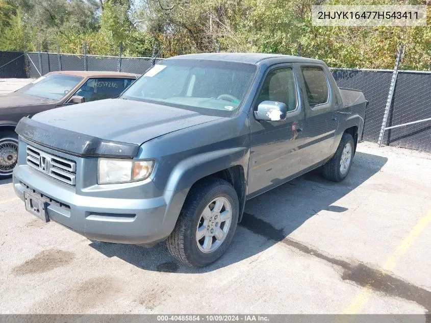 2007 Honda Ridgeline Rts VIN: 2HJYK16477H543411 Lot: 40485854