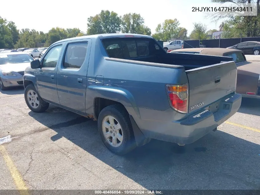 2007 Honda Ridgeline Rts VIN: 2HJYK16477H543411 Lot: 40485854