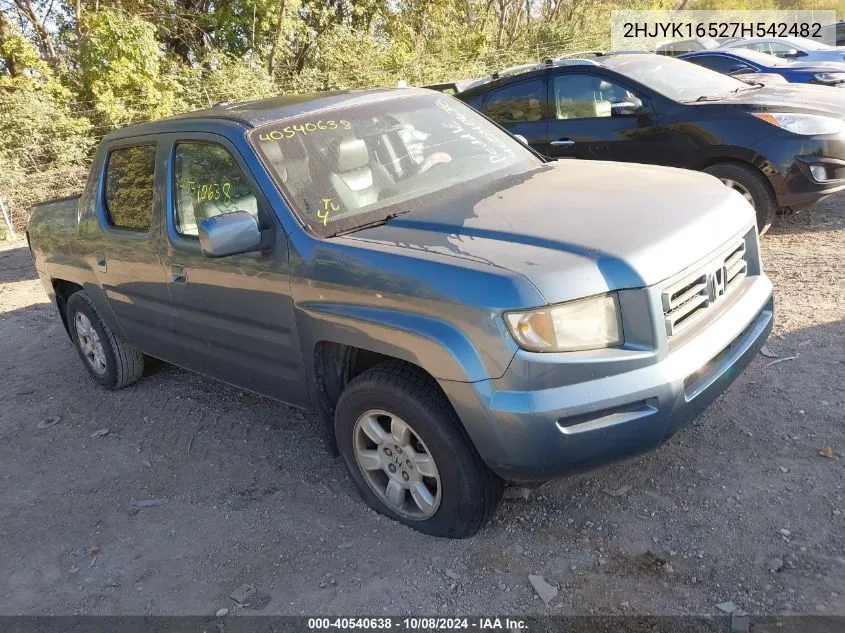 2007 Honda Ridgeline Rtl VIN: 2HJYK16527H542482 Lot: 40540638