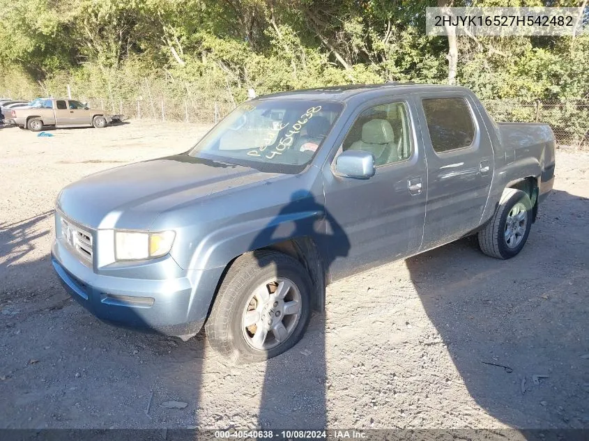 2007 Honda Ridgeline Rtl VIN: 2HJYK16527H542482 Lot: 40540638