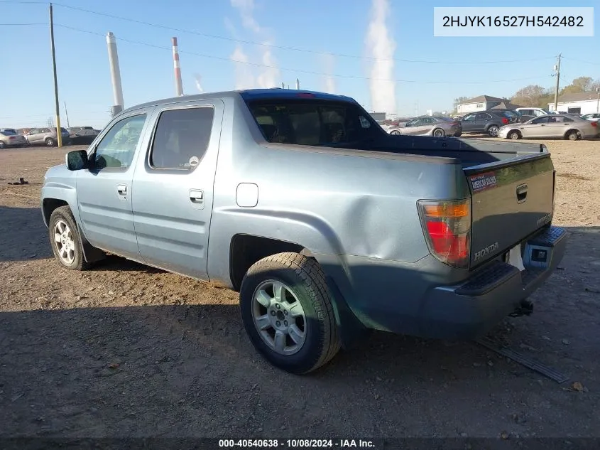 2007 Honda Ridgeline Rtl VIN: 2HJYK16527H542482 Lot: 40540638