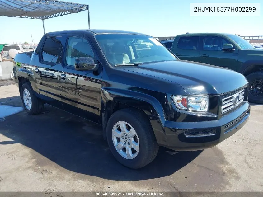 2007 Honda Ridgeline Rtl VIN: 2HJYK16577H002299 Lot: 40599221