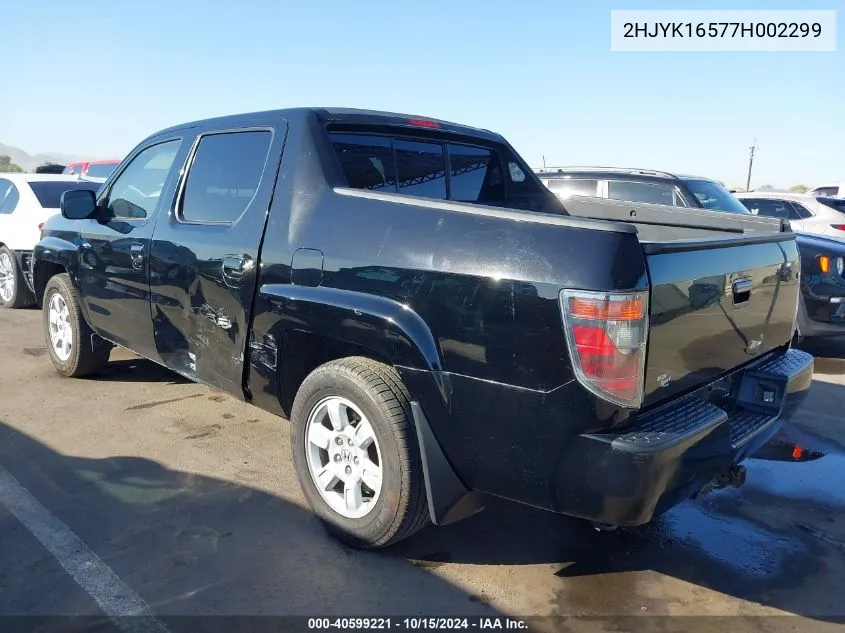 2007 Honda Ridgeline Rtl VIN: 2HJYK16577H002299 Lot: 40599221