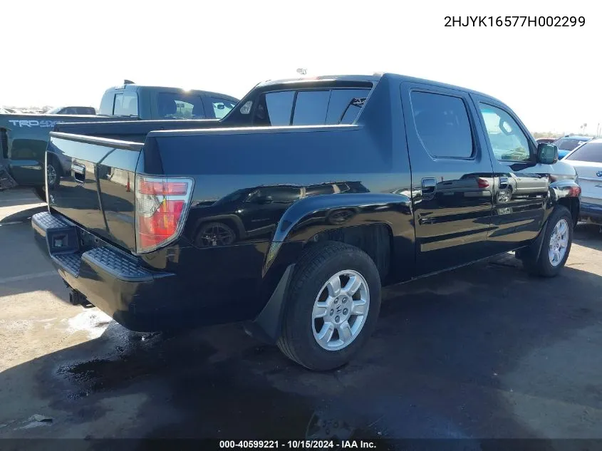 2007 Honda Ridgeline Rtl VIN: 2HJYK16577H002299 Lot: 40599221